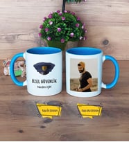 Özel Güvenlik Görevlisi Kupa Bardak Mavi Fotoğraflı