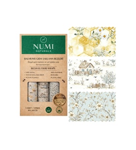 NUMI Naturals Balmumu Gıda Saklama Bezleri – Premium 3’lü Set (30×30 cm) - Country Garden Serisi