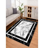 Dijital Kaymaz Taban Yıkanabilir Renkli Salon Halısı Mutfak Halısı Yolluk ND-SD-501 (Siyah)