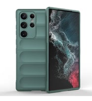 Samsung Galaxy S23 Ultra Uyumlu Kılıf Esnek TPU Oyuklu Arka Yüzey Tasarımlı Zore Etnik Silikon Kapak (Koyu Yeşil)