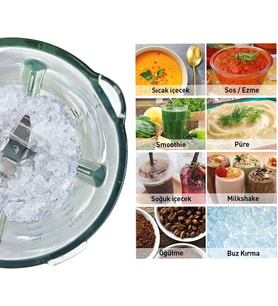 1500 W Masaüstü Blender – 1, 5 L Cam Hazne, Titanyum Bıçak, Bakır AC Motor Krem
