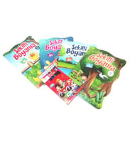 yeni seri Boyama Kitabı Seti 4 kitap 4x48=192 sayfa  ve 12 Renk Boyama kalemi