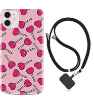 Apple iPhone 11 12 13 Mini Kılıf Boyun Askılı Silikon Heart Lollipop 1414