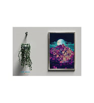 Postera Bajara Mêrdinê - Mardin Şehri Çerçeveli Posteri (32X47 cm ÇERÇEVELİ) (Siyah-Gri)