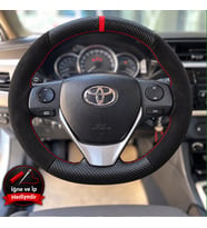 Toyota Corolla E170 Dikme Direksiyon Kılıfı Alcantara Süet Mat Karbon Kırmızı Yüzük ve Dikiş 2013-2019