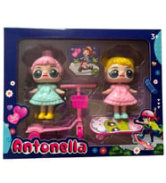Antonella İkili Set- Paten Kayan ve Scooter Süren Bebekler Seti (Çok Renkli)
