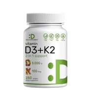 DEAL SUPPLEMENT D3 K2 Softgel, D3 5000 IU & K2 MK7, 250 Capsul
