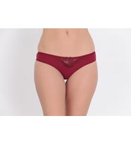 Ön ve Arka Dantelli Düşük Bel Slim Külot Bordo