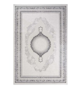 Hoom Rugs Akik 8625 Antrasit Modern Makine Halısı (Antrasit - Krem)