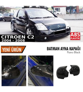 Cıtroen C2 Yarasa Ayna Kapağı Batman Parlak Siyah Piano Black