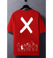 Unisex Design X imza Baskılı T-shirt (Kırmızı)
