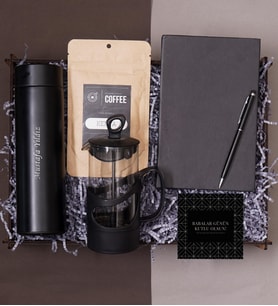 Premium Hediye Seti & Çelik Termos, French Press,  Defter, Kalem,