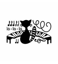 Piyano Çalan Kedi Duvar Sticker Siyah 21x11 cm
