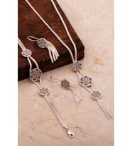 Yaşam Çiçeği Hasır Elişi Tasarım Gümüş Set 2681