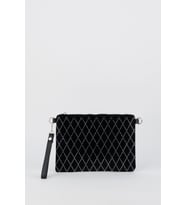 Kadın İnce Baklava Gümüş Taşlı Süet Bilek Askılı Ve Zincir Askılı Portföy El Ve Clutch Çanta