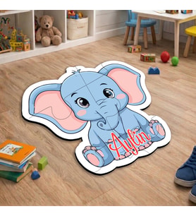 eJOYA Kişiye Özel Fil Tasarımlı Puzzle Keçe Halı 116275