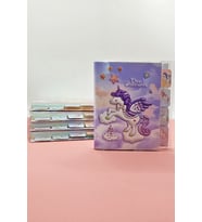 Unicorn Temalı A6 Not Defteri , Ayraçlı Ajanda -Mor