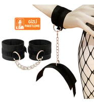 Fantezi Ürünleri, Zincirli Bilek Kelepçesi, Ayarlanabilir Siyah Bağlama Aksesuarı