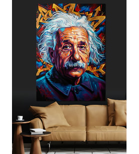 Einstein Renkli Pop Art Dekoratif Kanvas - Mdf Ahşap Tablo