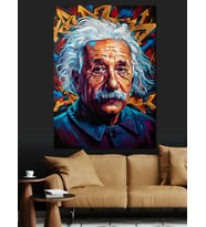 Einstein Renkli Pop Art Dekoratif Kanvas - Mdf Ahşap Tablo