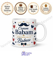 Babalar Günü Hediyesi İsme Özel Baskılı Seramik Kupa Bardak Porselen Mug