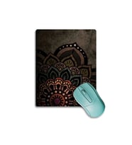 SonicTouch Mandala Desenli Kahverengi Çiçekli Kaydırmaz Gaming Oyuncu Dikişsiz Mouse Pad17x21cm (Siyah)