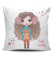 Alkanhomes Fashion Girl Dijital Baskılı Kırlent Kılıfı