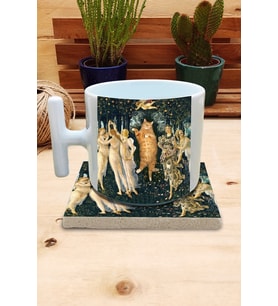 Kediler ve Sanat/Sandro Boticelli Primavera Set 9 - T Kulplu Fincan Kupa-Taş Bardak Altlığı 2