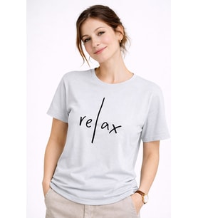 Kadın Tişört Basic Minimal Baskılı Relax Yazılı Günlük Rahat Pamuklu (Çok Renkli)