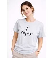 Kadın Tişört Basic Minimal Baskılı Relax Yazılı Günlük Rahat Pamuklu (Çok Renkli)
