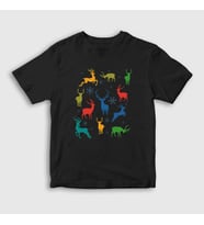 Presmono Unisex Çocuk Siyah Deers Geyikler Yılbaşı T-Shirt 269479tt