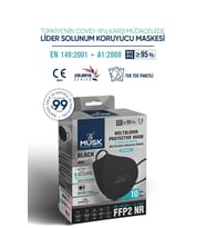 MUSK N95 MASKE SİYAH RENK 10 ADET