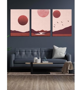 Minimal Manzara Kanvas Tablo Seti 3 Adet x 40x55cm (Karışık)