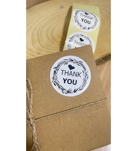 Thank You Çerçeveli Yuvarlak Yapışkanlı Etiket 5x5cm 100 Adet