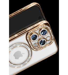 Pilelistore   iPhone 16 Pro Max Kılıf Joke Simli Magneticsafe Kılıf - Gold