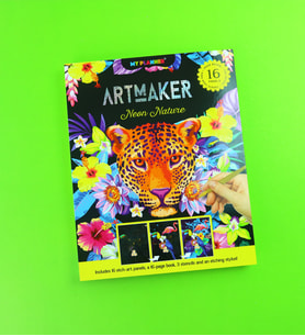 Artmaker Neon Nature Kazımalı Boyama Seti – 16 Panel, Şablon ve Kalemli Scratch Art Seti