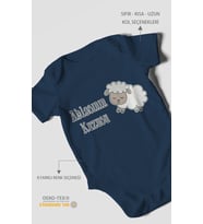Ablasının Kuzusu Baskılı Bebek Zıbını – Çıtçıtlı Body  %100 Pamuk Kısa Kol (Lacivert)