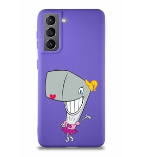 Samsung Galaxy S21 Soft Premier Kapak Pearl Yengeç Tasarımlı Silikon Kılıf - Mor (Şeffaf)