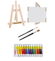 GLANCE ŞÖVALE MİNİ+tuval 25x35+FANART ACADEMY AKRİLİK BOYA SETİ 12X12 ML+FIRÇA SET
