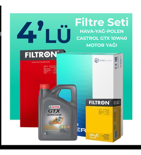 Filtron Mitsubishi Colt 1.5 Filtre Bakım Seti Castrol Motor Yağlı (2004-2012) 4 Lü