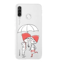 Huawei P30 LiteUyumlu Kamera korumalı Kapak Aşk Tasarımlı  Şeffaf Kılıf