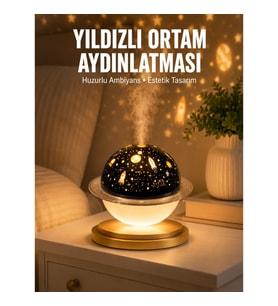 Mey İthalat® Hava Nemlendirici Led Işıklı Gece Lambası Yıldız Görünümlü Renk Değiştiren