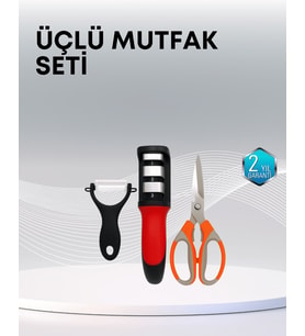 Çok Fonksiyonlu Mutfak Makas Seti – 3 Makas, Bileyici ve Soyacak Dahil