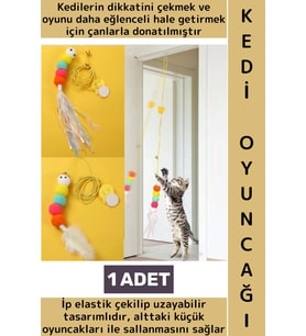 Kendinden Yapışkanlı Evcil Hayvan Pet İlgi Çekici Renkli Sevimli Eğitici Elastik Kedi Oyun Oltası
