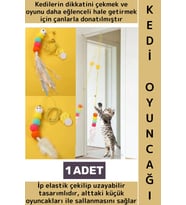 Kendinden Yapışkanlı Evcil Hayvan Pet İlgi Çekici Renkli Sevimli Eğitici Elastik Kedi Oyun Oltası