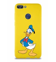Huawei P Smart Soft Premier Kapak Donald Duck-C Tasarımlı Silikon Kılıf - Sarı (Şeffaf)