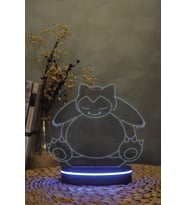 3 Boyutlu Renkli Meowth Gece Lambası, Dekoratif ve Çocuk Odası Aydınlatması (Krem)
