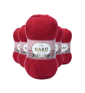 5 Adet Angora Lüks El Örgü İpi Koyu Kırmızı 1175