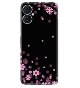 Tecno Spark 9T Kılıf Resimli Desenli Baskılı Silikon Black flowers 1391
