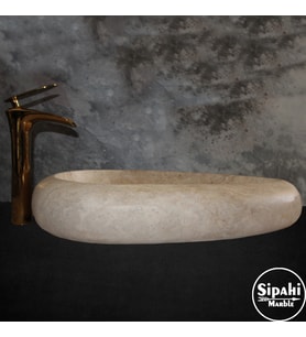 Sipahi Marble Light Traverten Çakıl Tasarım Lavabo